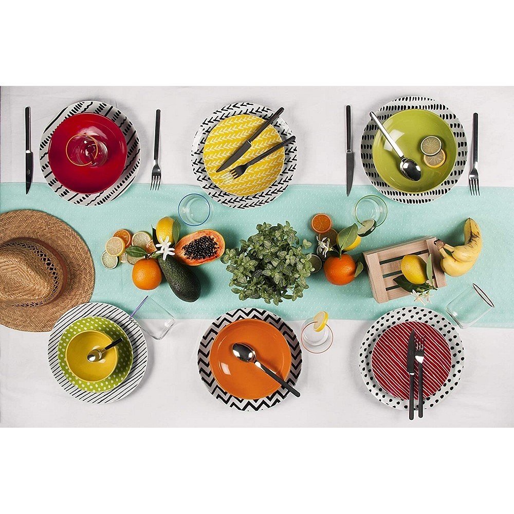 Serving porcelain dishes decorated CRAZY LINE 18 pieces Excelsa